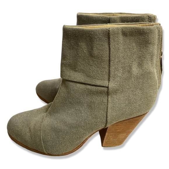 RAG & BONE Newberry Canvas & Leather Heeled Ankle Booties - Picture 4 of 10